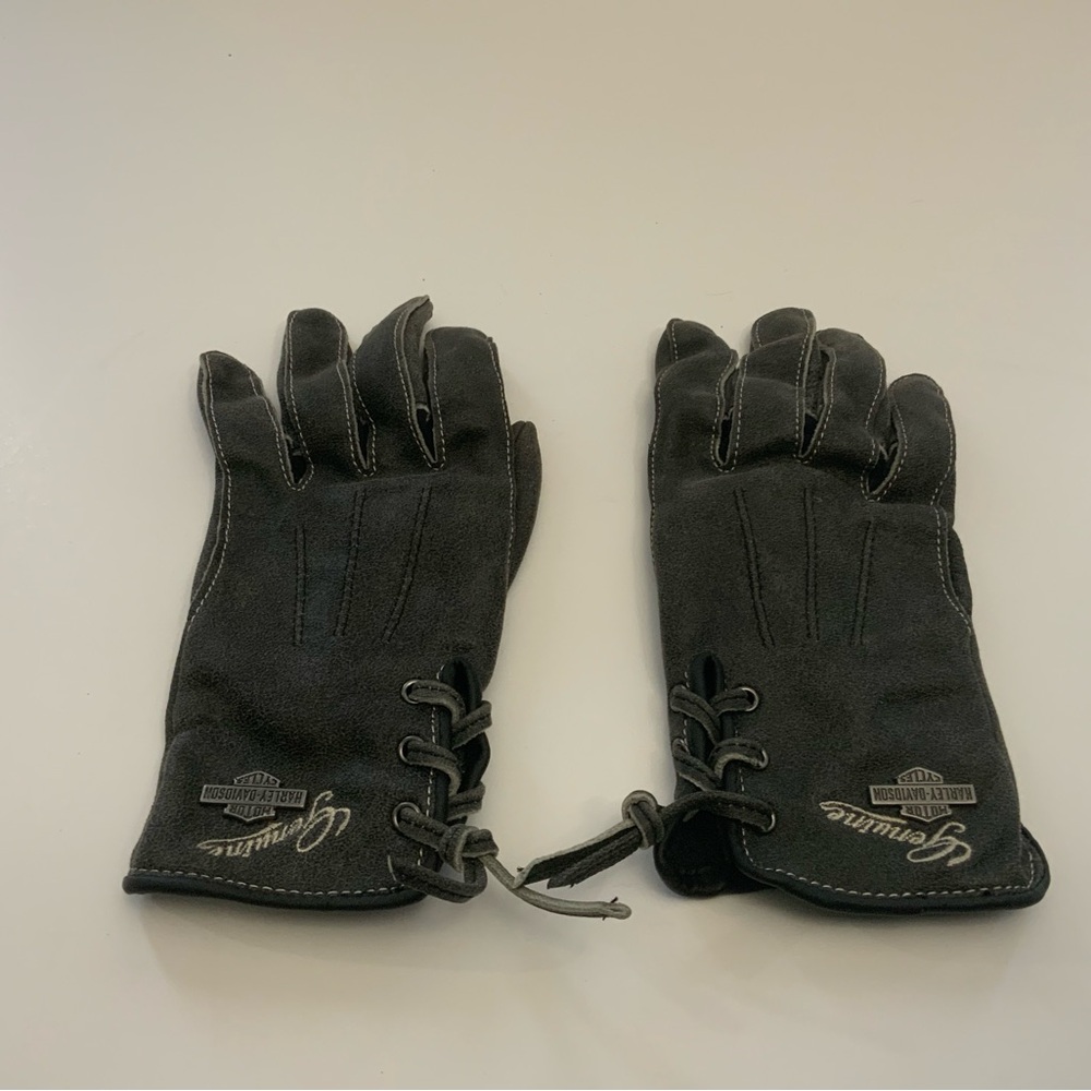 Womens Harley-Davidson Suede Charcoal Gray Riding Gloves. Small.